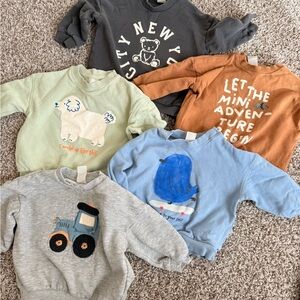 H&M Babies Sweatshirts (4) + Sweatpants (2) Bundle 6-9mo